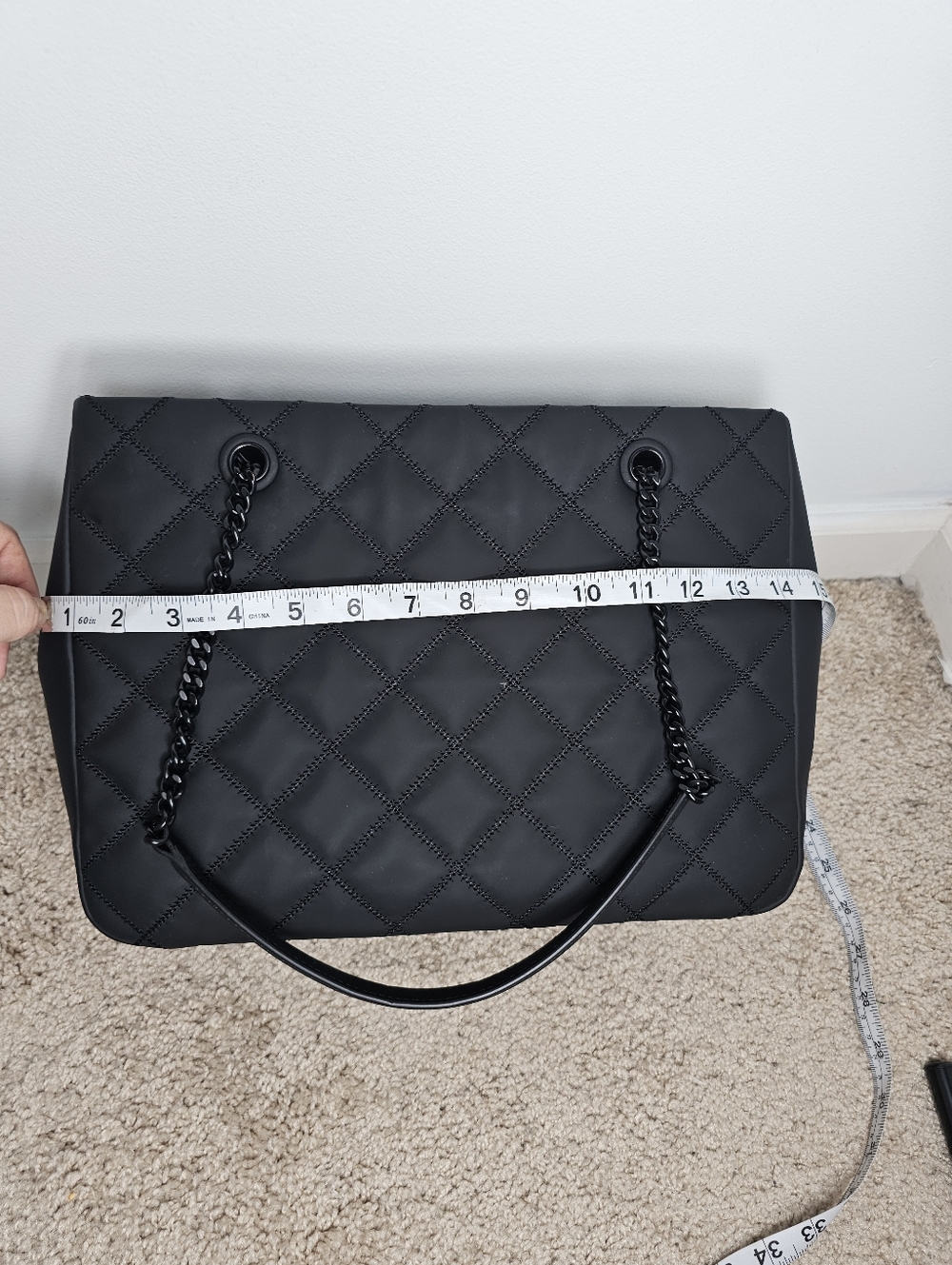 Tory Burch Black Quilted Tote Bag Purse - Picture 8 of 9